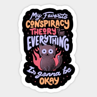 Conspiracy Theory - Cute Funny Quote Evil Cat Gift Sticker